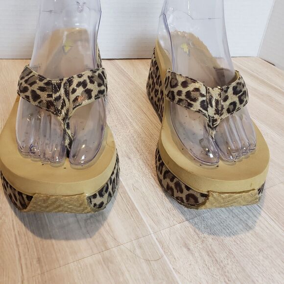 Volatile Leopard Print Wedge Platform Slide Sandals Women’s Size 8 - Picture 3 of 8
